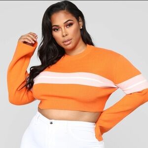 Sweet 70’s Crop-top sweater- orange/pink size 1X